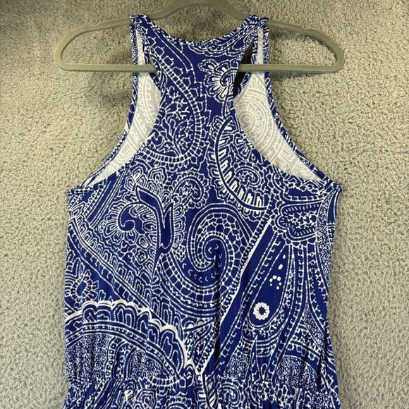 Tori Richard Honolulu Maxi Dress Small Blue Paisley Beachy Coastal Racerback - Picture 10 of 12